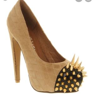 Jeffery Campbell tan suede spiked heels